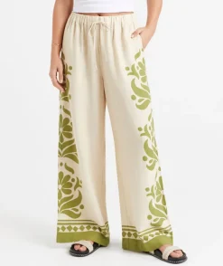 MISTY LINEN BLEND PRINTED PANT