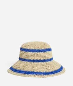 MULTI STRIPE STRAW BUCKET HAT
