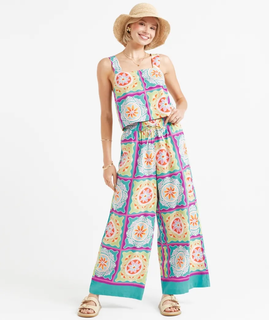OTIS LINEN BLEND PRINTED PANT