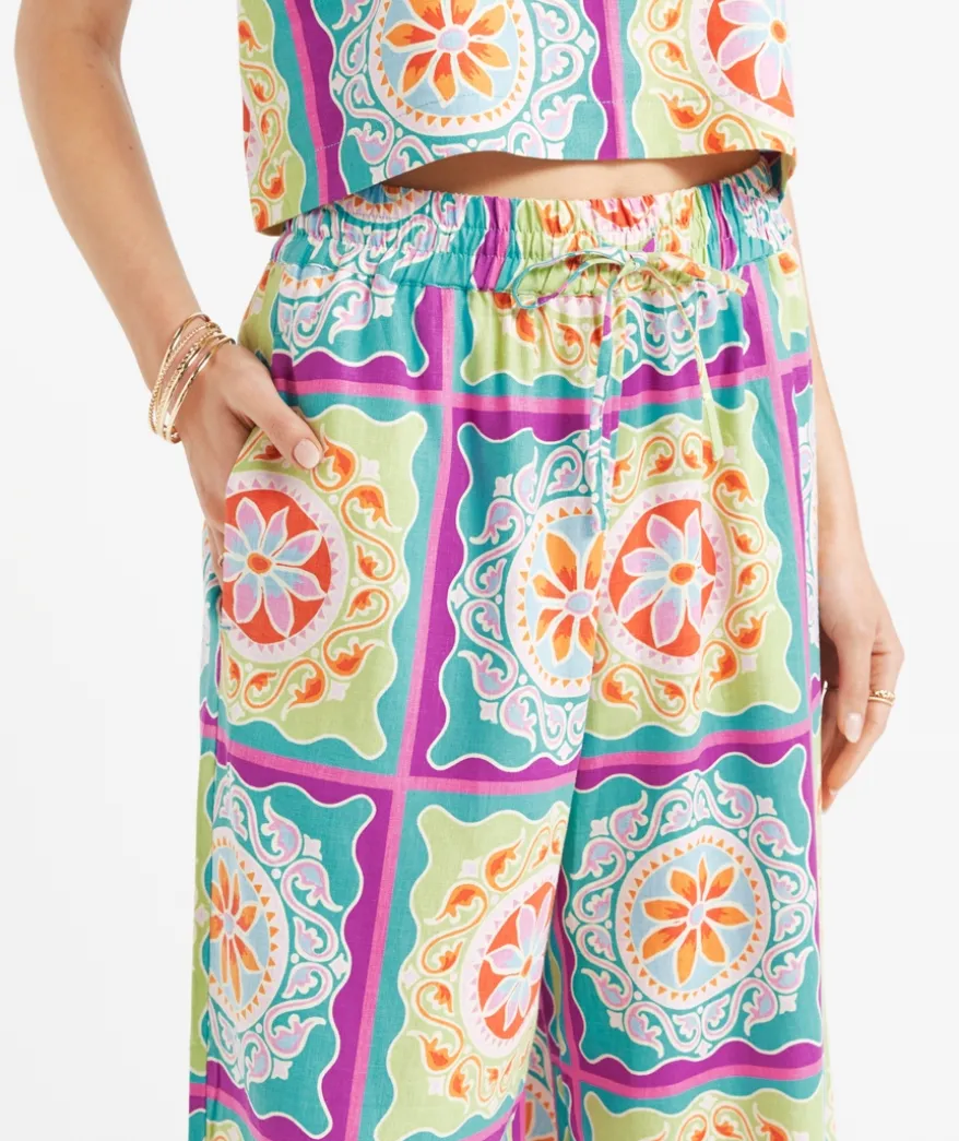 OTIS LINEN BLEND PRINTED PANT
