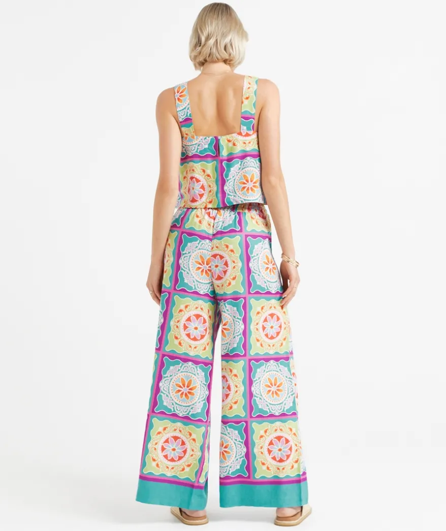 OTIS LINEN BLEND PRINTED PANT