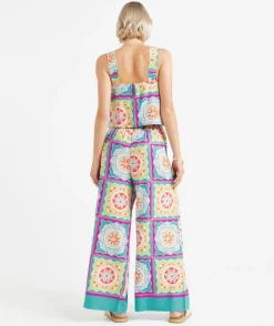 OTIS LINEN BLEND PRINTED PANT