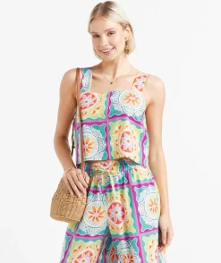 OTIS LINEN BLEND PRINTED CAMI