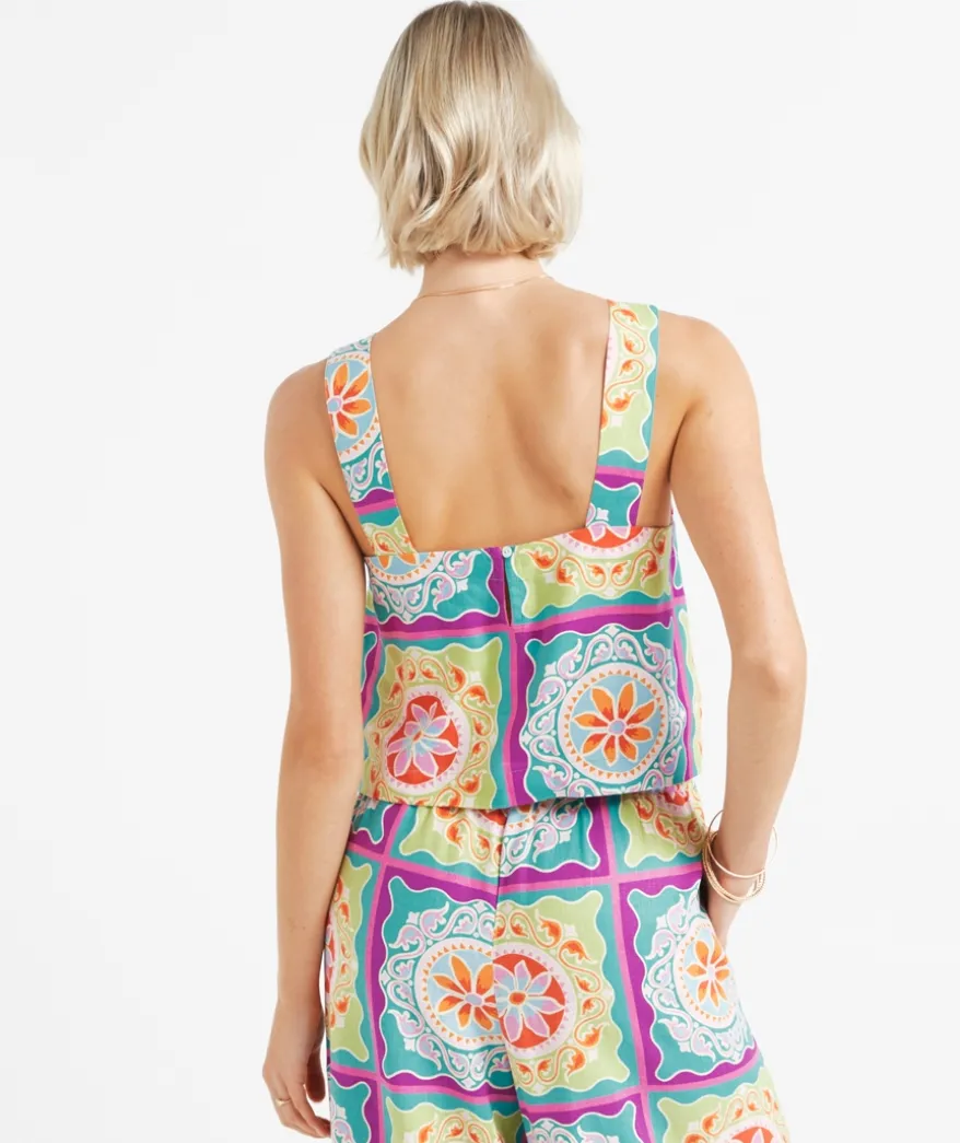 OTIS LINEN BLEND PRINTED CAMI