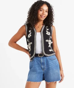 PARKER COTTON MUSLIN EMBROIDERED VEST