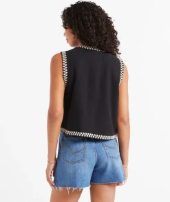 PARKER COTTON MUSLIN EMBROIDERED VEST