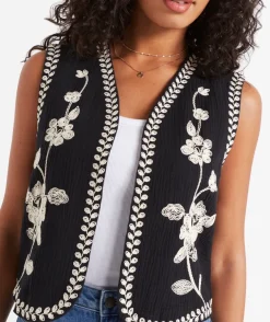 PARKER COTTON MUSLIN EMBROIDERED VEST