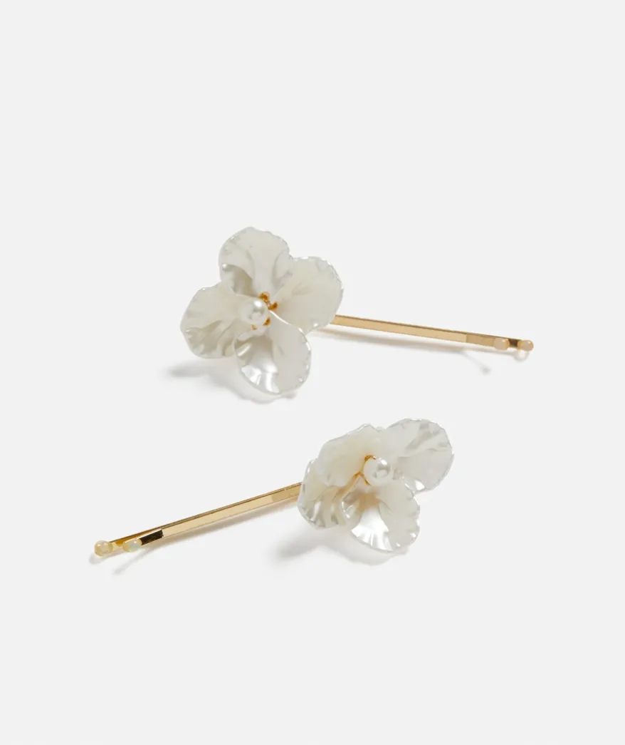 PEARL FLOWER HAIR PINS