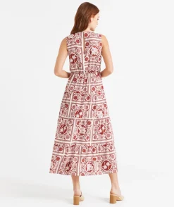 PETA PRINTED TIERED MIDI DRESS