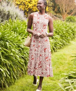 PETA PRINTED TIERED MIDI DRESS