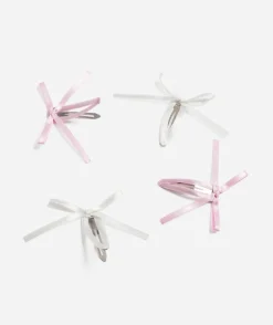 PINK AND WHITE SATIN BOW SNAP CLIP PACK
