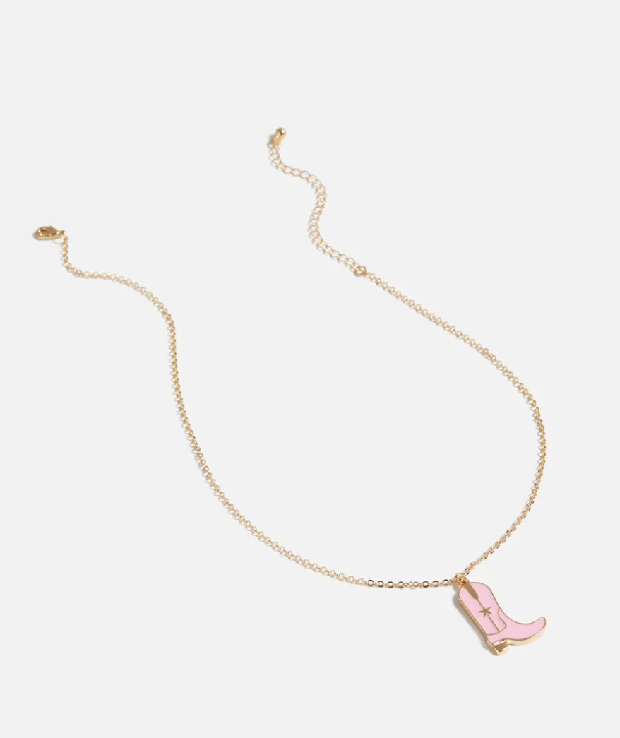 PINK COWGIRL PENDANT NECKLACE