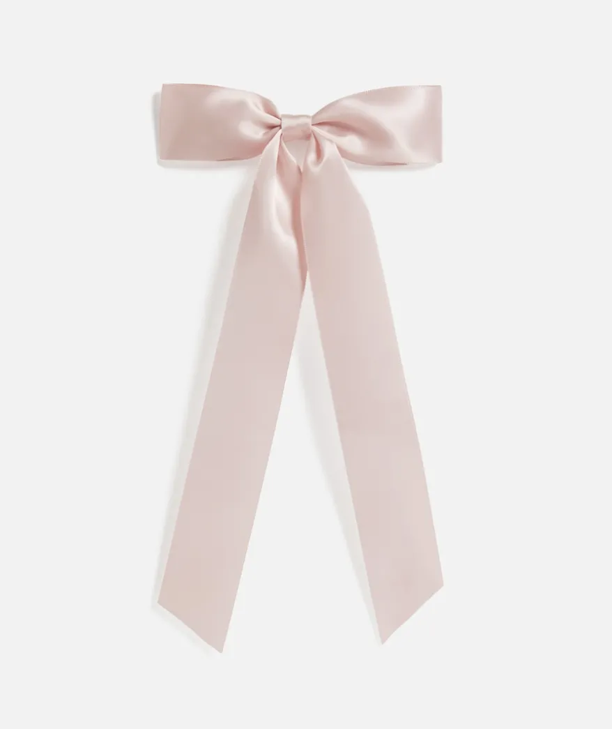 PINK SATIN LARGE BOW CLIP