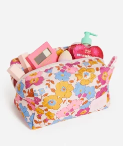 QUINN - QUILTED MAKEUP BAG LARGE - RETRO FLORAL