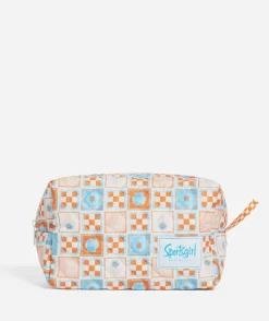 QUINN- LARGE QUILTED MAKEUP BAG - VACAY CHECKERBOARD