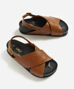 QUINN TAN CROSSOVER SANDAL