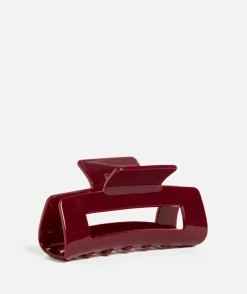 RED ACRYLIC RECTANGLE HAIR CLAW