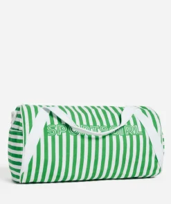 REWIND LOGO DUFFLE - GREEN STRIPE PRINT