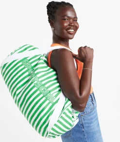 REWIND LOGO DUFFLE - GREEN STRIPE PRINT