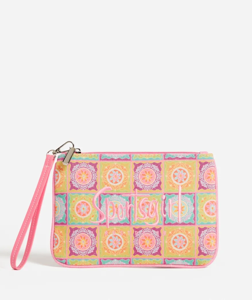 REWIND LOGO ZIPPER POUCH - SUN FLOWER TILE PRINT