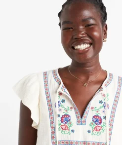 ROSALIE COTTON MUSLIN EMBROIDERED TOP