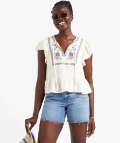ROSALIE COTTON MUSLIN EMBROIDERED TOP