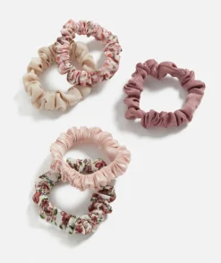 ROSE FLORAL PRINT MINI SCRUNCHIE PACK