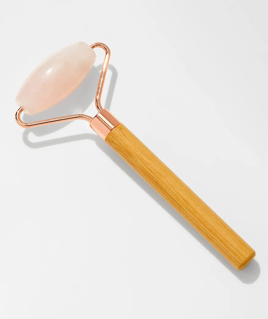 ROSE QUARTZ BAMBOO HANDLE FACE ROLLER