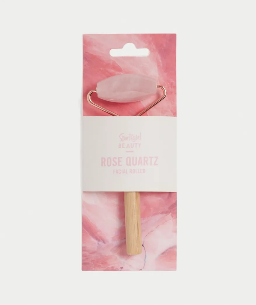 ROSE QUARTZ BAMBOO HANDLE FACE ROLLER