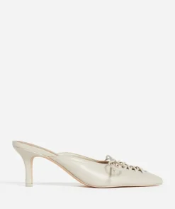 RYDER ECRU LACE UP POINTED HEEL