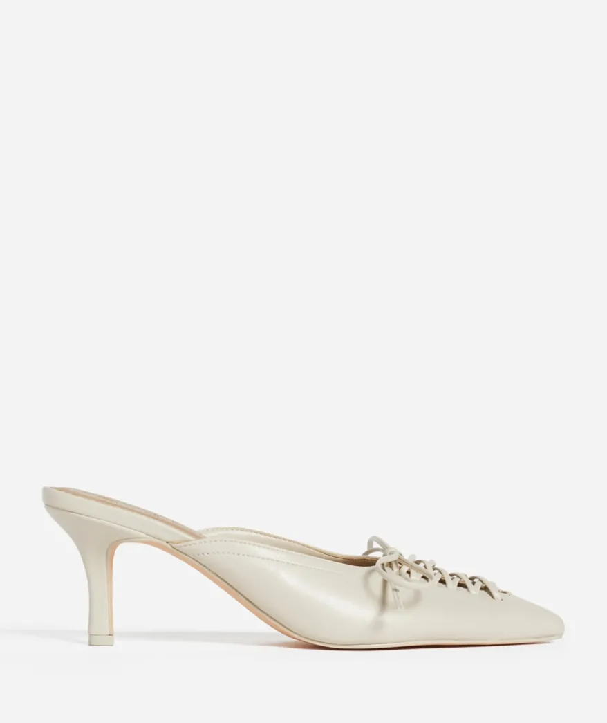 RYDER ECRU LACE UP POINTED HEEL