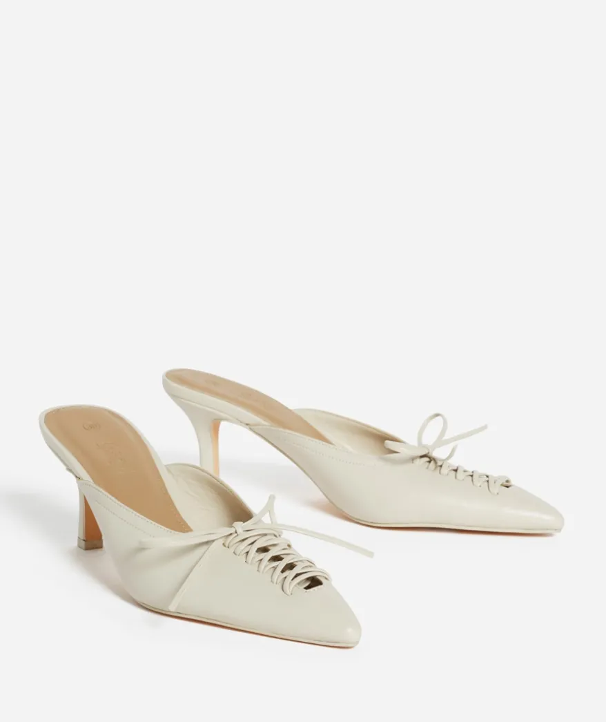 RYDER ECRU LACE UP POINTED HEEL
