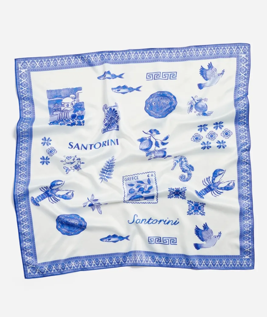 SATIN SCARF-SANTORINI PRINT