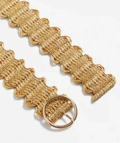 SCALLOPED EDGE STRAW WOVEN BELT