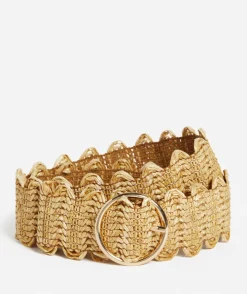 SCALLOPED EDGE STRAW WOVEN BELT
