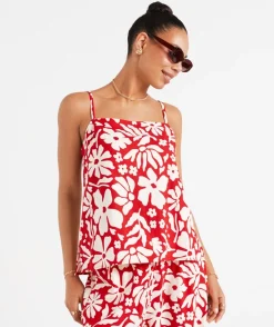 SCARLETT LINEN BLEND PRINTED CAMI