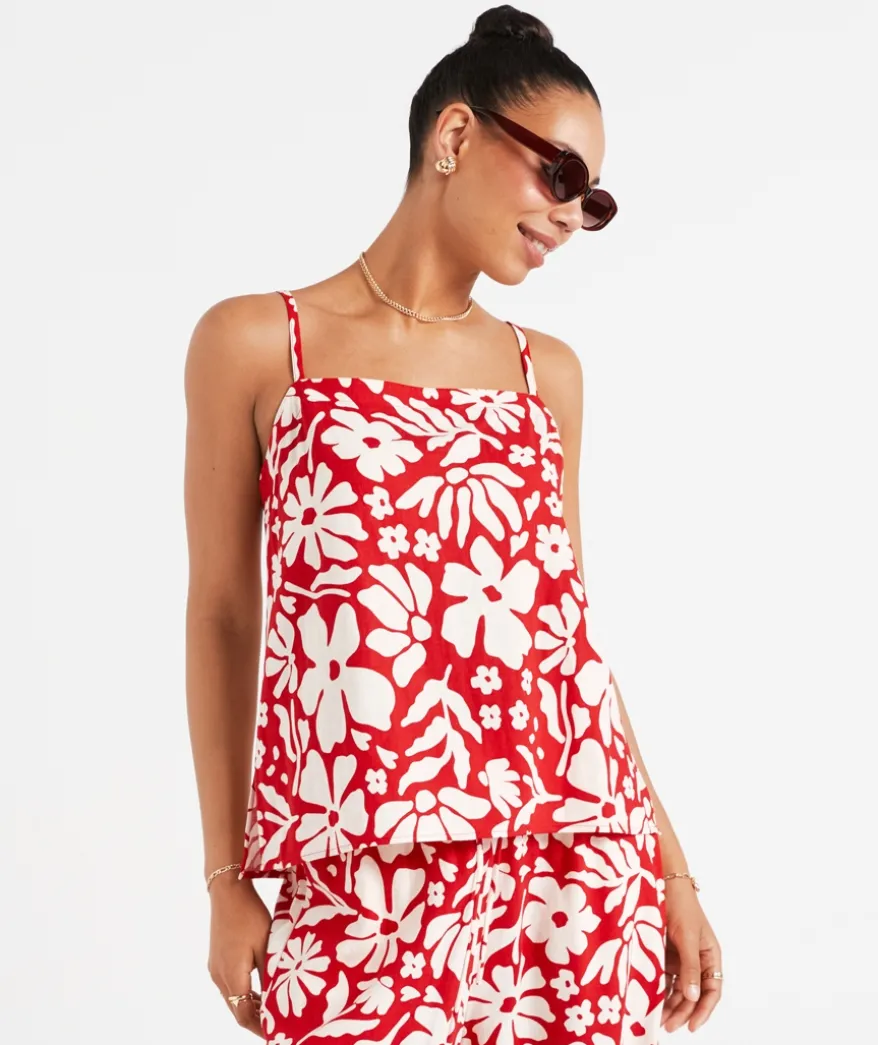 SCARLETT LINEN BLEND PRINTED CAMI