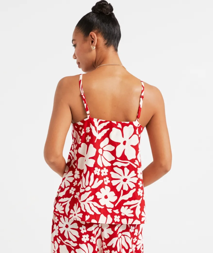 SCARLETT LINEN BLEND PRINTED CAMI