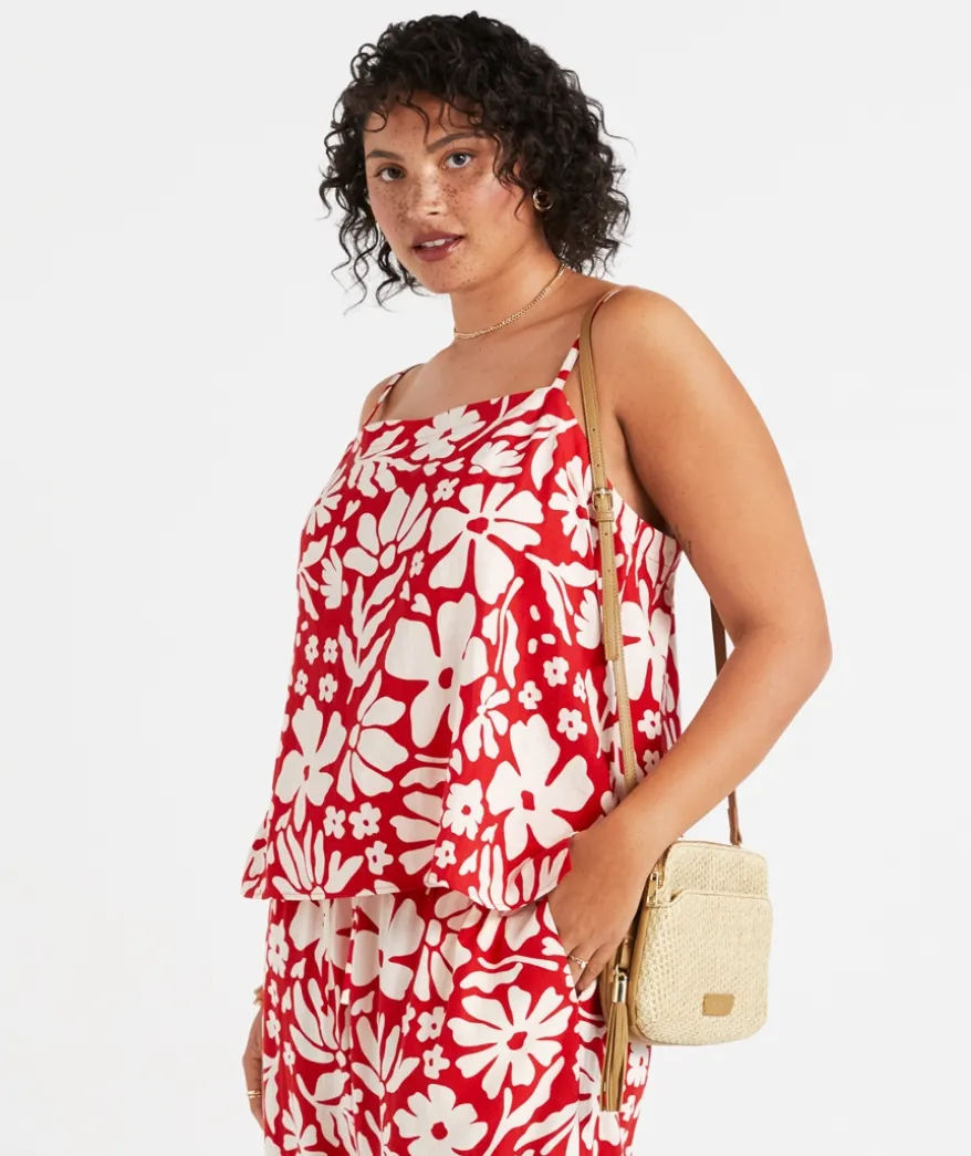 SCARLETT LINEN BLEND PRINTED CAMI