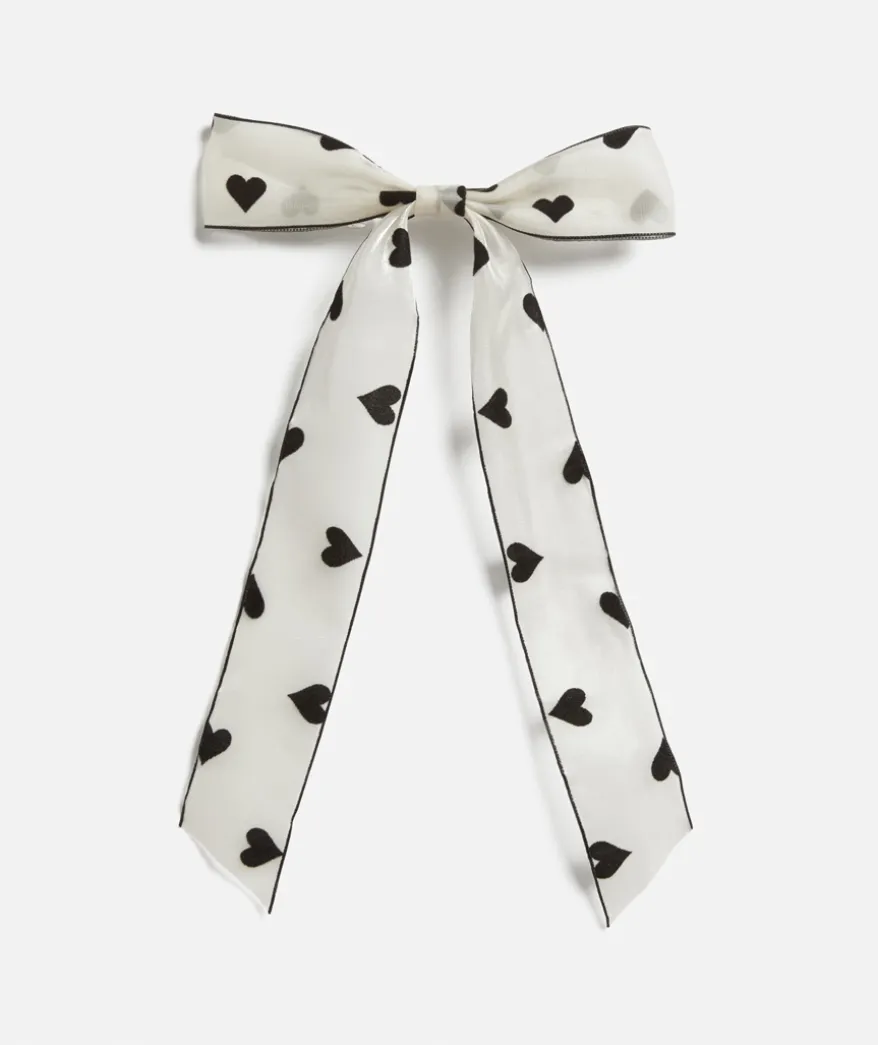 SHEER VELVET HEART HAIR BOW CLIP