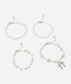 SILVER BOW & PEARL BRACELET PACK