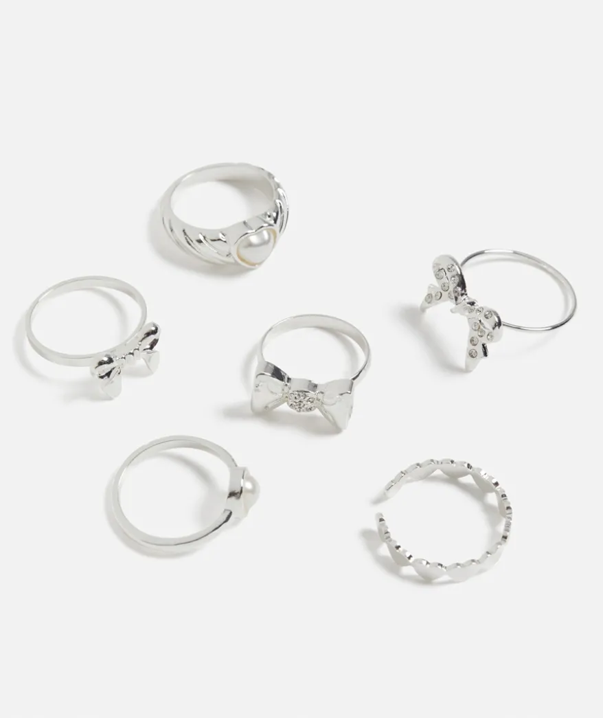 SILVER BOW AND PEARL RING PACK