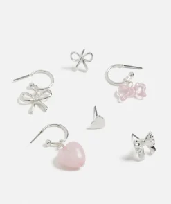 SILVER BOW STUD & DROP EARRING PACK