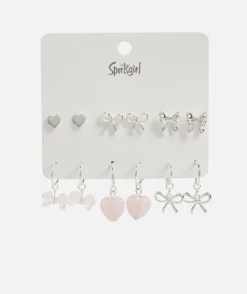 SILVER BOW STUD & DROP EARRING PACK