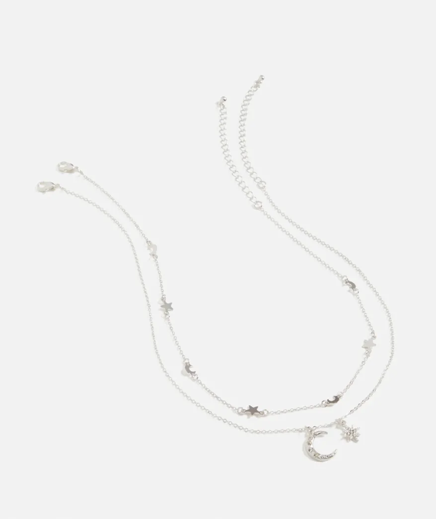 SILVER CELESTIAL MOON & STARS NECKLACE PACK