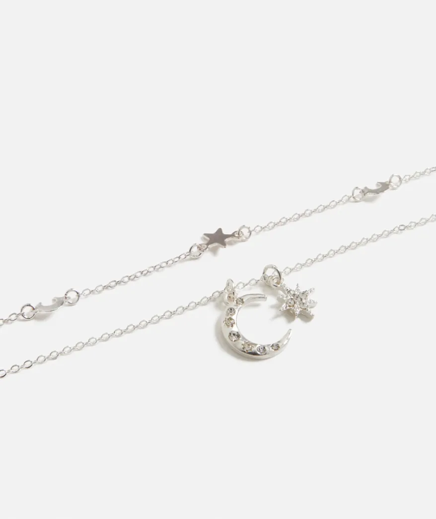 SILVER CELESTIAL MOON & STARS NECKLACE PACK