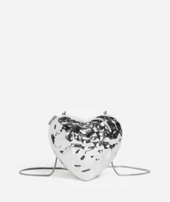 SILVER HEART METALLIC HARD CASE BAG