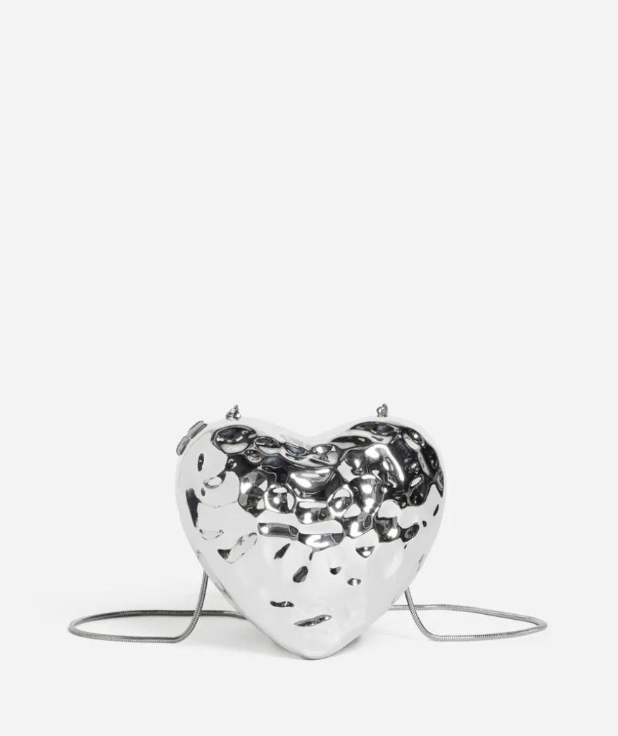 SILVER HEART METALLIC HARD CASE BAG
