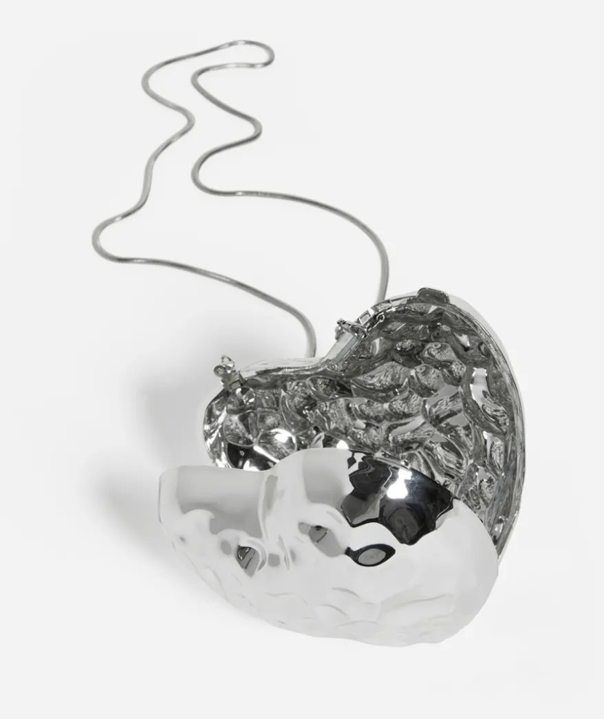 SILVER HEART METALLIC HARD CASE BAG