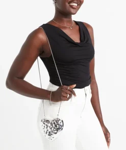 SILVER HEART METALLIC HARD CASE BAG